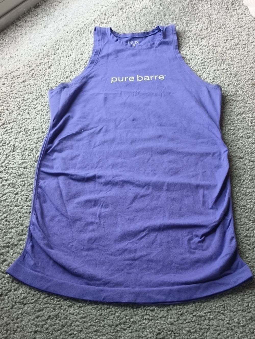 Purple NUX x Pure Barre Workout Tank with White Logo
